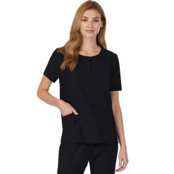 Sale Womens Scrub Henley Neck Top with Side Pockets Women Womens Scrubs|Scrubs