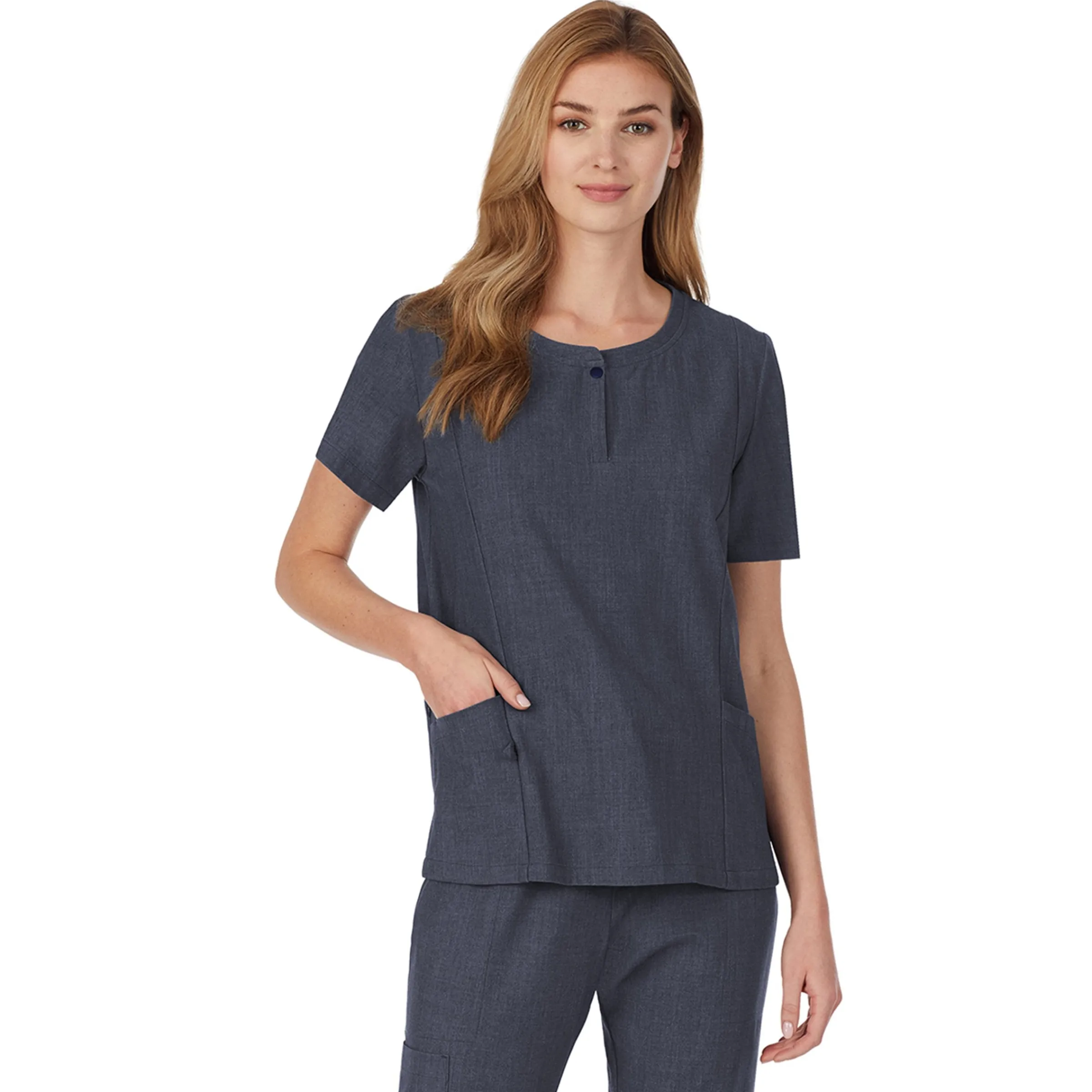 Sale Womens Scrub Henley Neck Top with Side Pockets Women Womens Scrubs|Scrubs