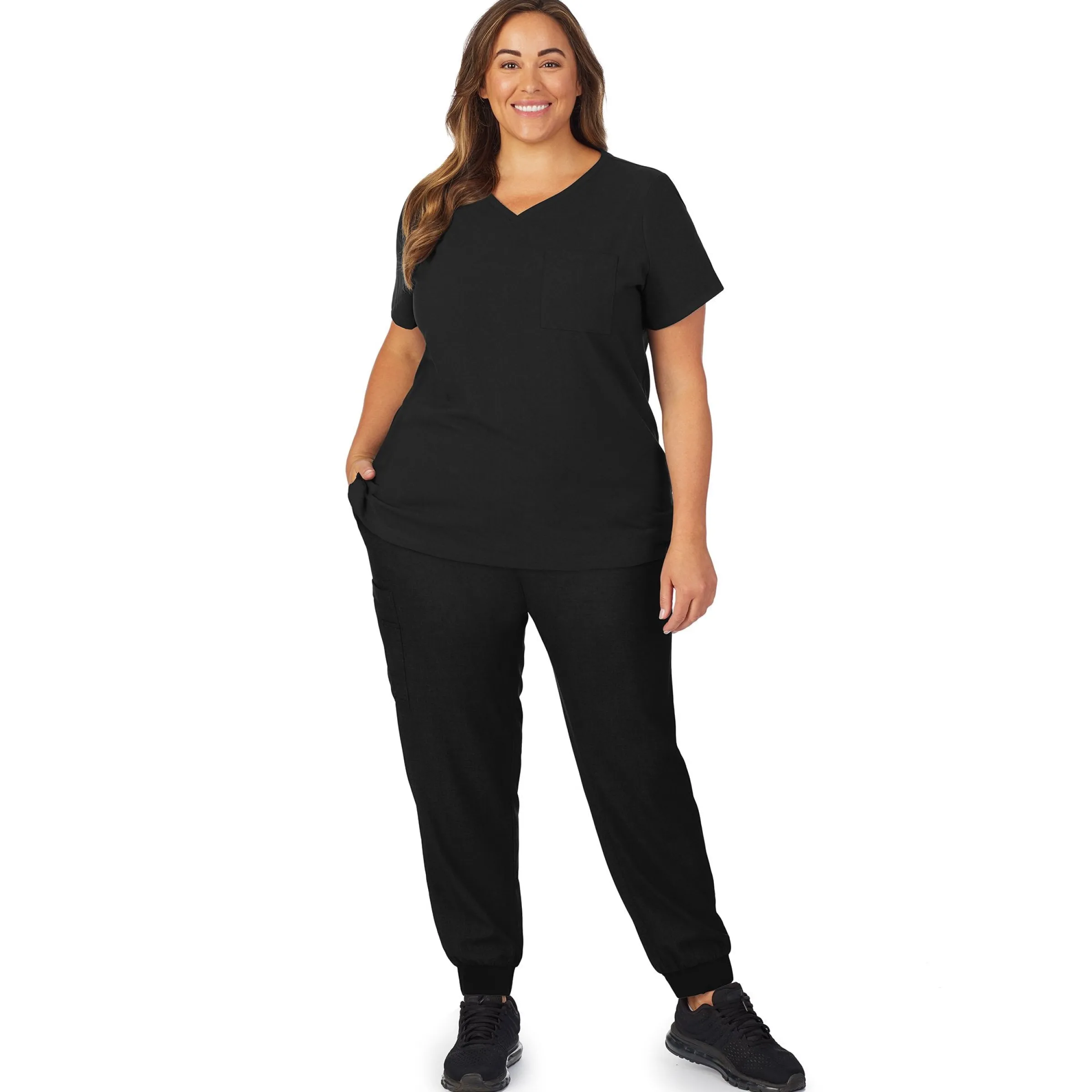 New Womens Scrub V-Neck Top with Chest Pocket PLUS Women Womens Scrubs|Scrubs