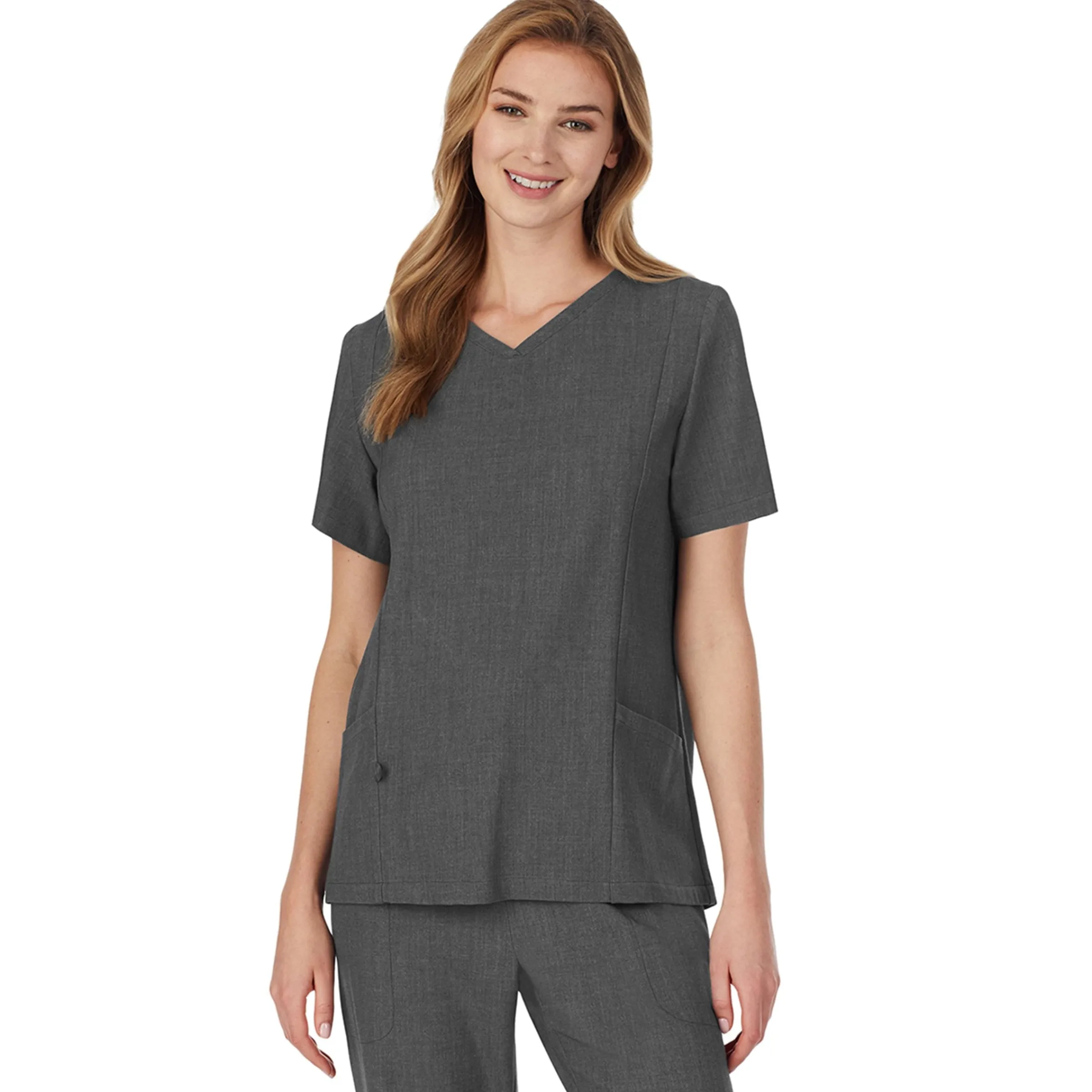 Womens Scrub V-Neck Top with Side Pockets PETITE Women Womens Scrubs|Scrubs